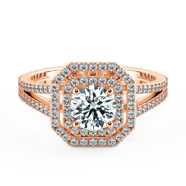 Double Halo Cushion Engagement Ring with Gaping Halo and Eternity Band NCH2303 1